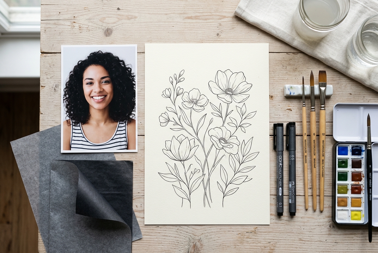 How to Turn Any Photo into Clean Line Art for Watercolor Tracing and Coloring